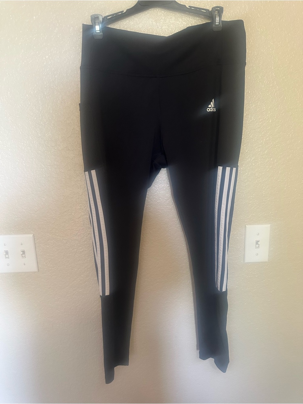 adidas Black Leggings with White Side Stripes